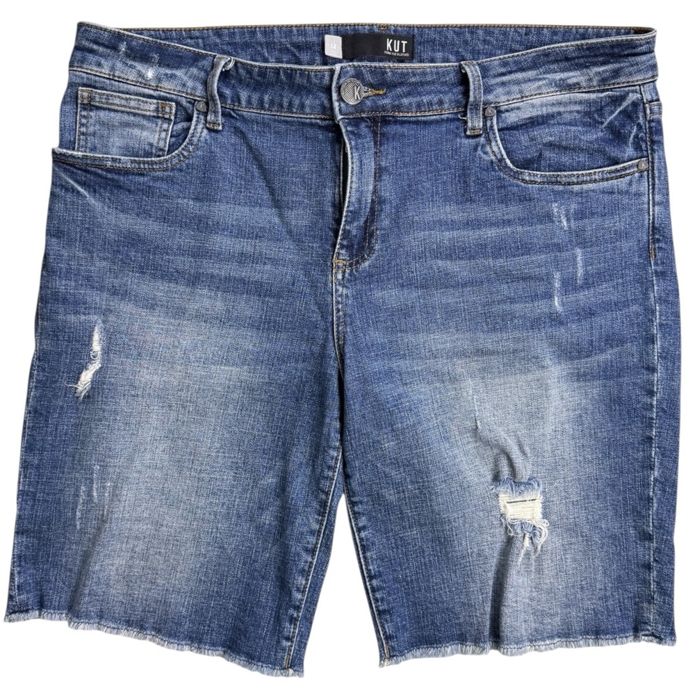 KUT from the Kloth Sophie Bermuda Jean Shorts Size 14 Distressed Medium Wash